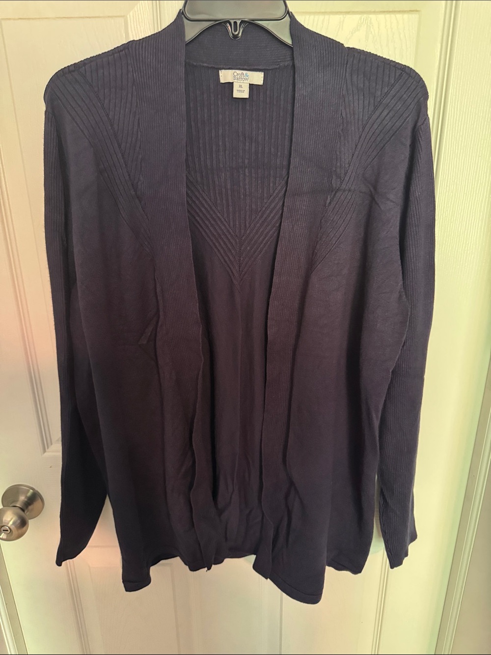 EUC croft & barrow Navy Ribbed Open-Front Cardigan